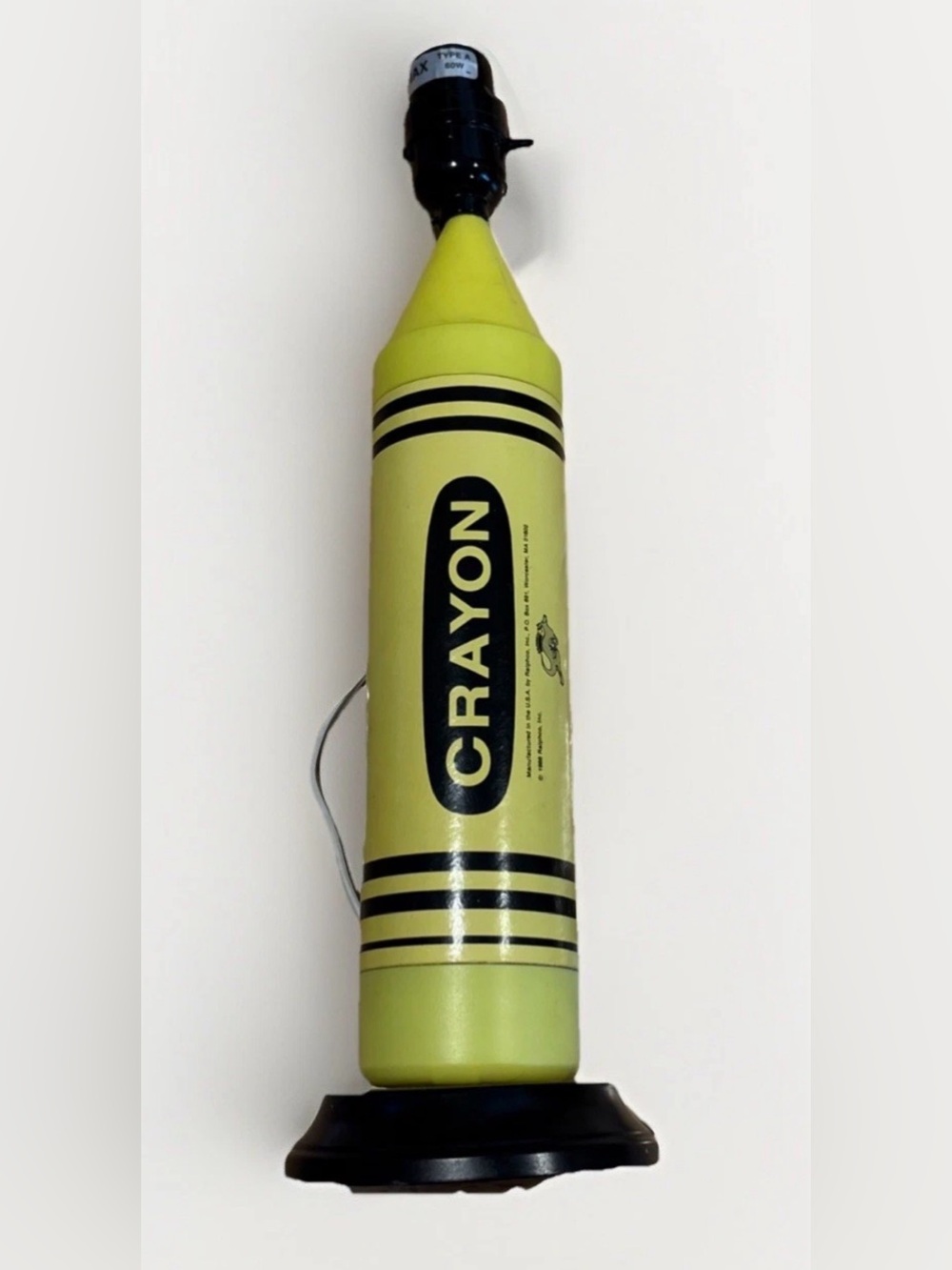 Vintage Crayon Lamp Ralphco 1988 Yellow Table Light 15” Tested Works Made in USA